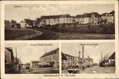 Ak Hartmannsdorf in Sachsen, Gasthof Stadt Chemnitz, Untere Hauptstraße