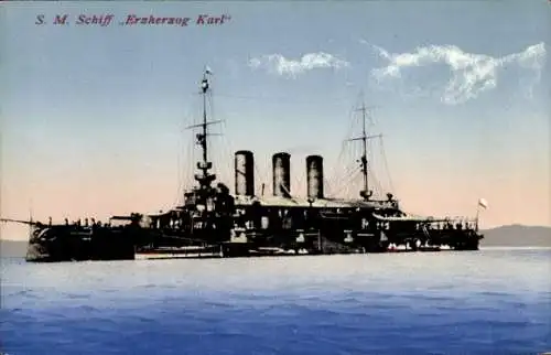 Ak Österreichisches Kriegsschiff, SMS Erzherzog Karl