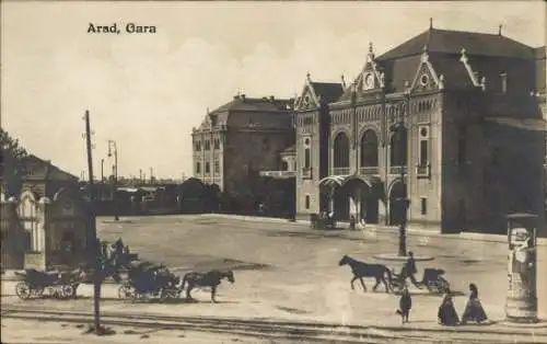 Ak Arad Rumänien, Bahnhof