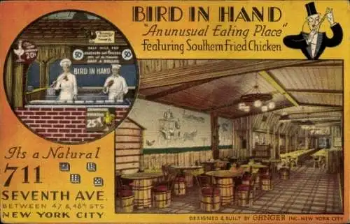 Ak New York City USA, Vogel in der Hand