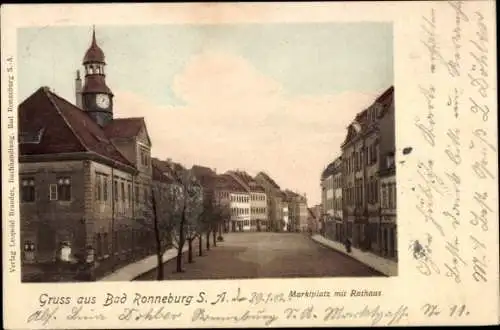 Ak Ronneburg in Thüringen, Marktplatz mit Rathaus