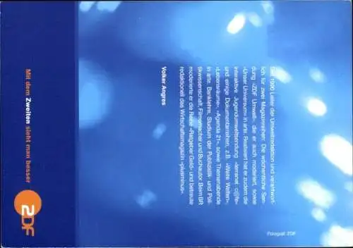 Ak Schauspieler Volker Angres, Portrait, ZDF, Autogramm