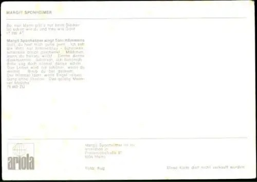 Ak Schauspielerin Margit Sonheimer, Portrait,  Autogramm, Sängerin