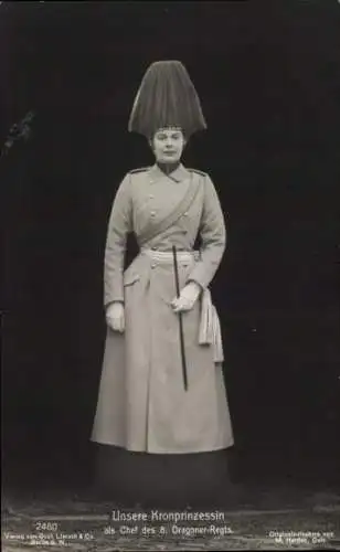 Ak Kronprinzessin Cecilie von Preußen als Chef des 8. Dragoner Regiments, Liersch 2480