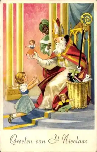 Ak Glückwunsch Sankt Nikolaus, Kind, Nikolaus, Spielzeuge