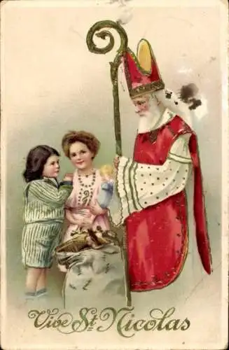 Präge Ak Glückwunsch Sankt Nikolaus, Kinder, Geschenke