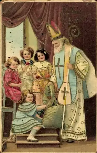 Ak Glückwunsch Weihnachten, Weihnachtsmann, Kinder