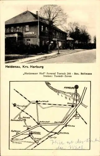 Landkarten Ak Heidenau Nordheide, Heidenauer Hof, Bes. Bellmann