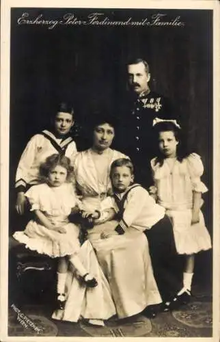 Ak Erzherzog Peter Ferdinand von Österreich-Toskana, Maria Christina von Bourbon-Sizilien, Kinder