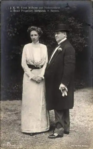 Ak Fürst Wilhelm von Hohenzollern mit Prinzessin Adelgunde von Bayern