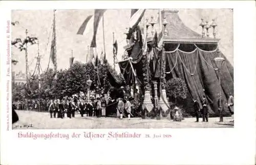 Ak Wien, Huldigungs-Festzug der Wiener Schuljugend vor Kaiser Franz Joseph I. 1898