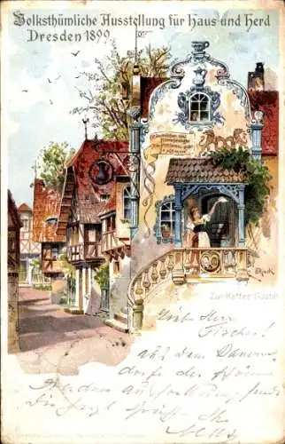Ganzsachen Litho Dresden, Volkstümliche Ausstellung für Haus und Herd 1899, PP 9 C 85 02