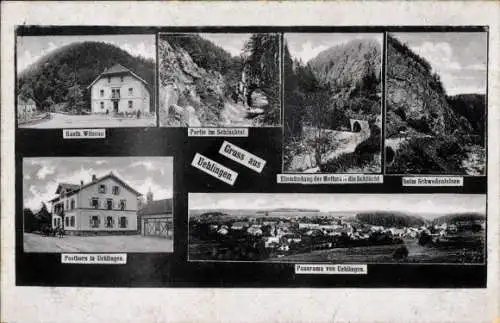 Ak Uehlingen Ühlingen Birkendorf im Schwarzwald, Posthorn, Schwedenfelsen, Panorama, Schlücht