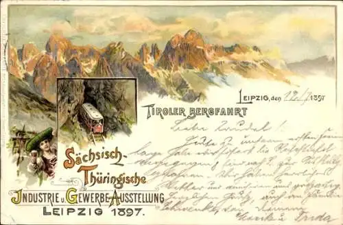 Litho Leipzig, Sächsisch Thüringische Industrie und Gewerbeausstellung 1897, Tiroler Bergfahrt