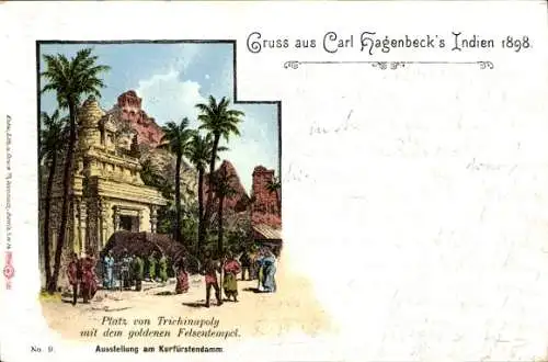 Litho Berlin Charlottenburg, Ausstellung Kurfürstendamm, Carl Hagenbeck's Indien 1898, Trichinapoly