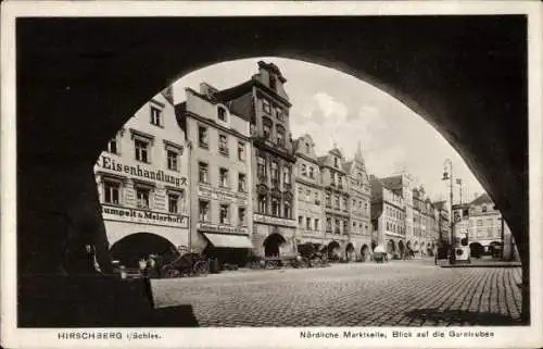 Ak Jelenia Góra Hirschberg Riesengebirge Schlesien, Markt, Geschäfte