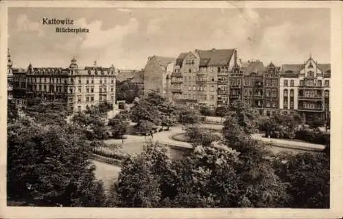 Ak Katowice Kattowitz Oberschlesien, Blücherplatz