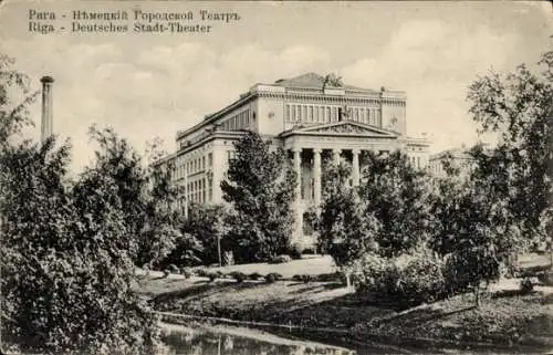 Ak Riga Lettland, Deutsches Stadttheater, Schornstein
