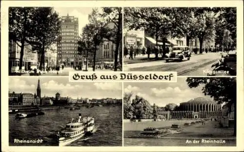 Ak Düsseldorf am Rhein, Königsallee, Wilhelm Marx-Haus, An der Rheinhalle, Dampfer