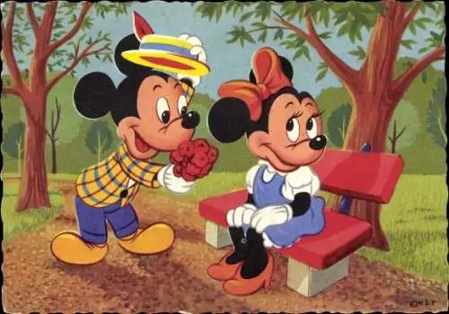Ak Walt Disney, Micky Maus, Minnie Maus