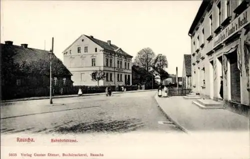 Ak Ruszów Rauscha Węgliniec Kohlfurt Schlesien, Blick in die Bahnhofstraße, Geschäft Leberecht Hinke