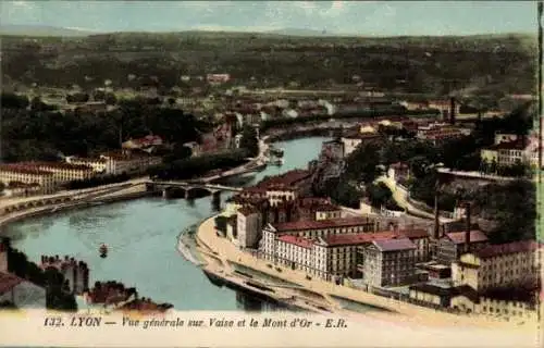 Ak Lyon Rhône, Vue generale sur Vaise et le Mont d'Or