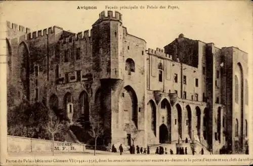 Ak Avignon Vaucluse, Facade principale du Palais des Papes