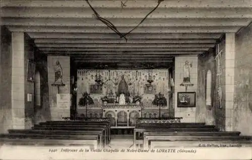 Ak Lorette Gironde, Interieur de la Vieille Chapelle de Notre-Dame