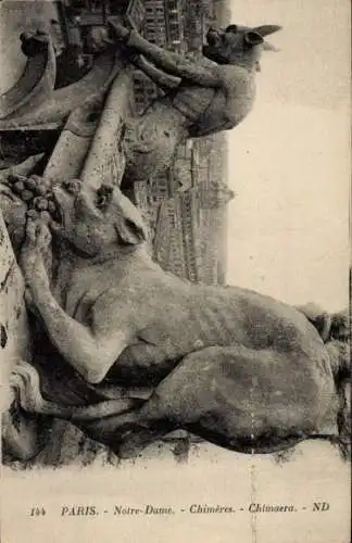 Ak Paris IV Ile de la Cité, Cathédrale Notre Dame, Chimeres
