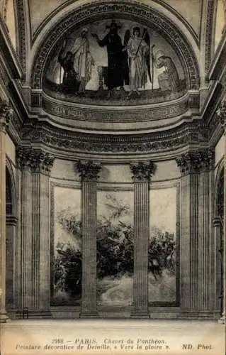 Ak Paris V Panthéon, Chevet du Pantheon, Peinture decorative de Detaille Vers la glorie