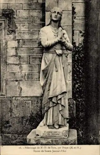Ak Sion Meurthe et Moselle, Pelerinage de N.-D. de Sion, par Praye, Statue de Sainte Jeanne d'Arc