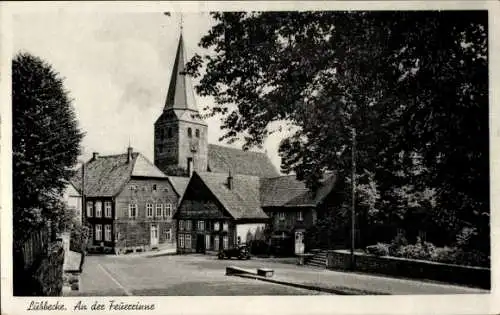 Ak Lübbecke in Westfalen, An der Feuerrinne, Kirchturm