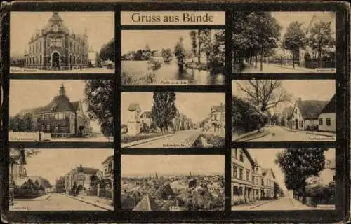 Ak Bünde in Westfalen, Postamt, Fünfhauserstraße, Else, Teilansichten