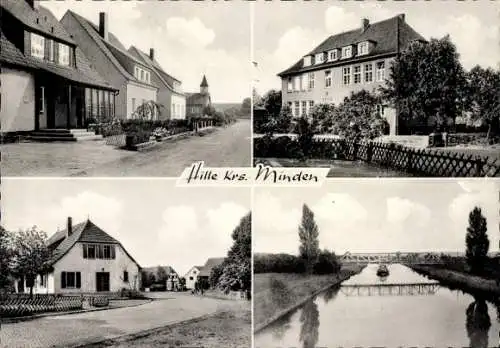 Ak Hille in Ostwestfalen, Teilansichten, Brücke, Gebäude, Straßenansicht