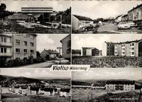 Ak Vlotho an der Weser, Döhrs Kamp, Berliner Straße, Bürgerschule II, Drosselpforte