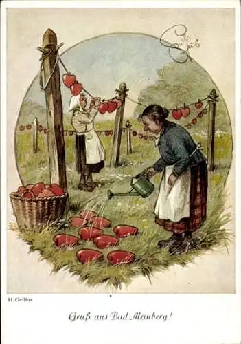 Künstler Ak Geilfus, H., Bad Meinberg, Sieh die Herzen an der Leine