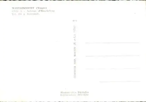 Ak Mattaincourt Vosges, Auberge d'Heucheloup, Luftbild