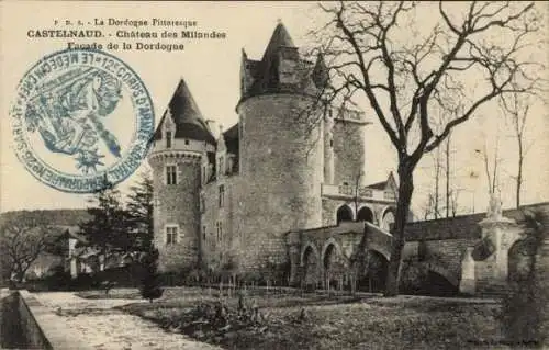 Ak Castelnaud Dordogne, Chateau des Milandes, Facade de la Dordogne