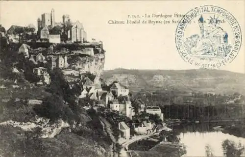 Ak Beynac Dordogne, Chateau Feodal