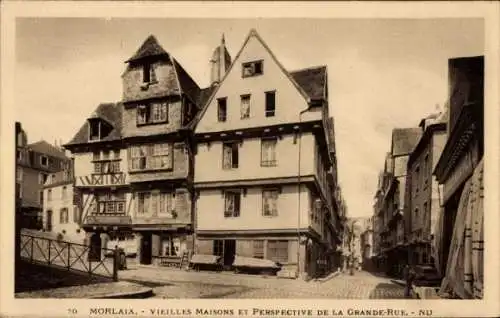 Ak Morlaix Finistère, Vieilles Maisons, Perspective de la Grande-Rue