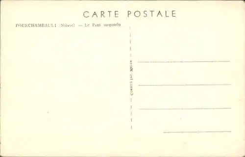Ak Fourchambault Nièvre, Pont suspendu