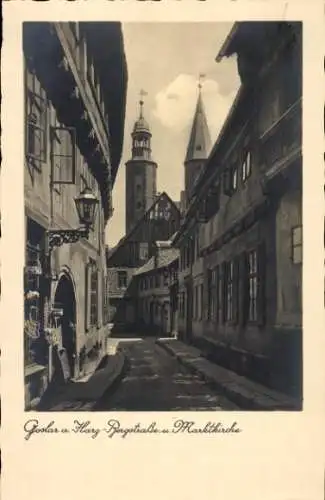 Ak Goslar am Harz, Bergstraße, Marktkirche