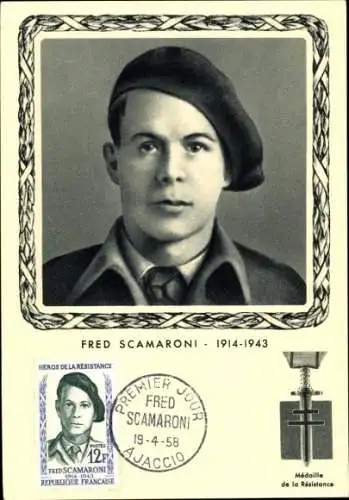 Maximum Ak Fred Scamaroni, Medaille de la Resistance