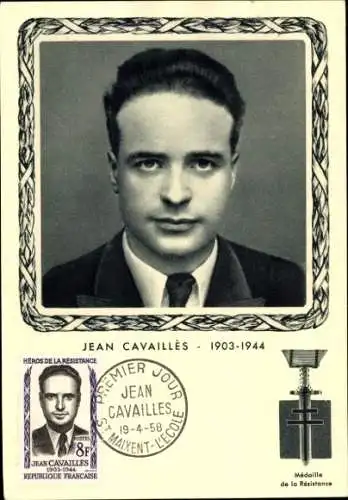 Maximum Ak Jean Cavaillès, Medaille de la Resistance
