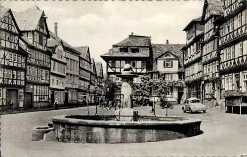 Ak Bad Sooden Allendorf an der Werra Hessen, Marktplatz, Brunnen, Fachwerkhäuser