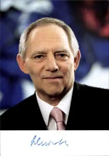 Ak Politiker Wolfgang Schäuble, Ehemaliger Präsident des Deutschen Bundestages, Portrait, Autogramm