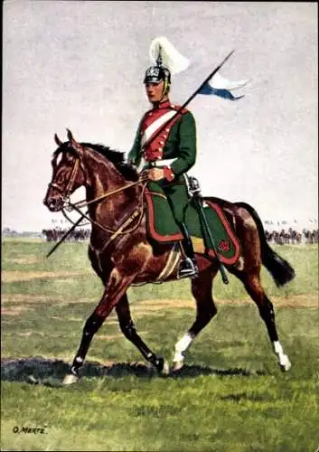 Künstler Ak Merté, Oskar, Augsburg, Traditionsregiment Kavallerie-Regiment 17