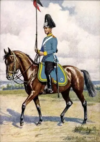 Künstler Ak Hosse, A., Dragoner Regiment König 2. Württ Nr 26, Friedenstandort Stuttgart