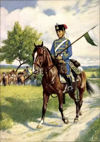 Künstler Ak Hosse, A., 1. Husaren Regiment König Albert Nr. 18