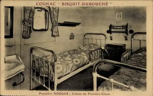 Ak Paquebot Hoggar, First-Class-Kabine, Cognac Bisquit Dubouche